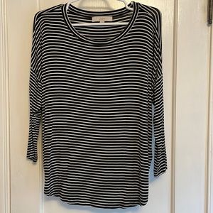 Loft 3/4 Sleeve Striped Top like new, size M